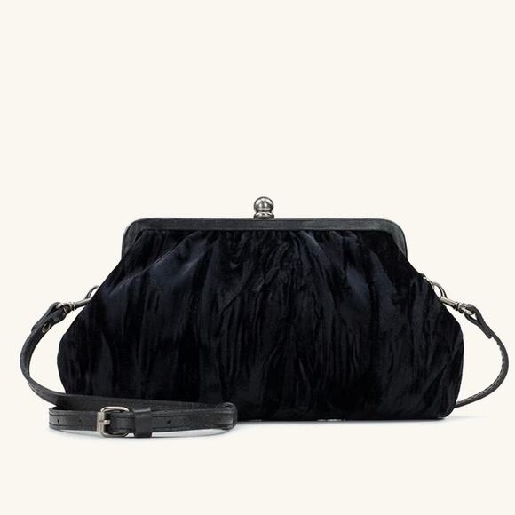 NWT Patricia Nash Elaine Velvet Frame Clutch Crossbody Black with Dust Bag - Picture 2 of 9